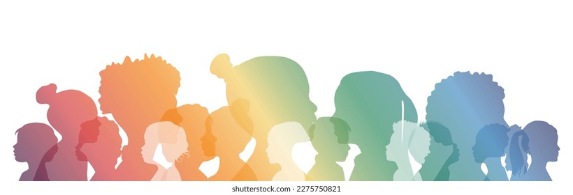 Children of different ethnicities stand side by side together. Flat vector illustration.