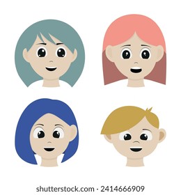 Children with different hair color and different emotions