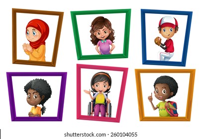 Children in different position in frames