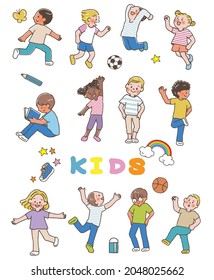 Children of different races in different poses