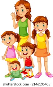 Children in different stages illustration