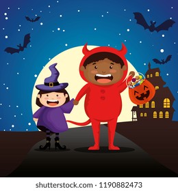 children in disguise on night halloween