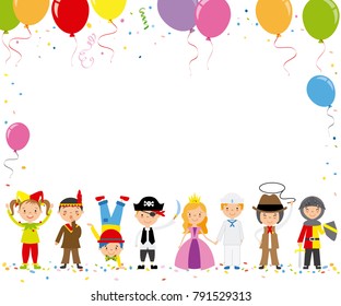 Children disguised for a party. Space for text or photo