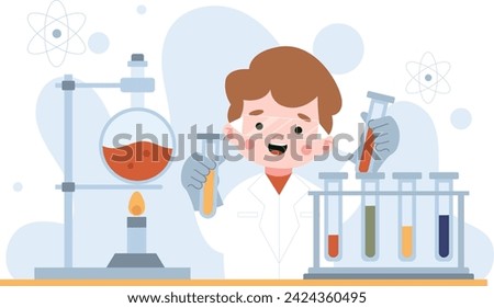 children do practical work in the laboratory