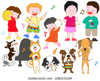 Children and dog concert.
