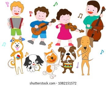 Children and dog concert.
