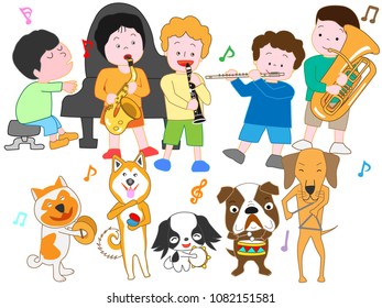 Children and dog concert.