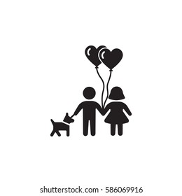Children and dog Icon Vector on the white background