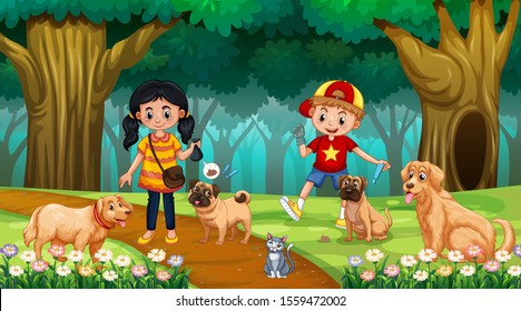 dog and clipart and boy