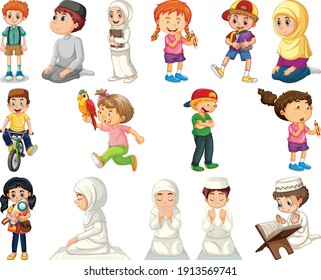 Niños haciendo diferentes actividades caricatura juego de caricaturas en ilustración de fondo blanco