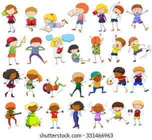 Children doing different activities illustration