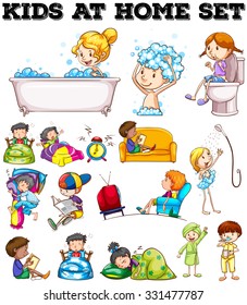 Children doing different activities illustration