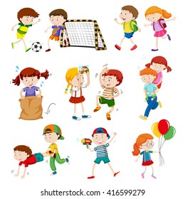 Children doing different activities illustration