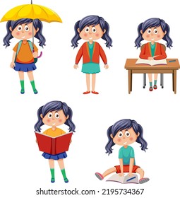 Children doing different activities set illustration