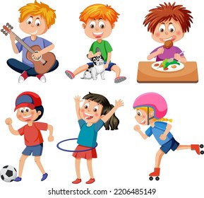 Children Doing Different Activities Set Illustration Stock Vector ...