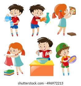 Children doing different things illustration