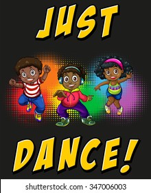 Children doing hiphop dancing illustration