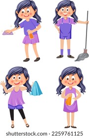 Los niños que realizan tareas domésticas muestran la ilustración