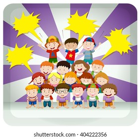 Children Doing Human Pyramid Illustration