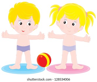 Children doing morning exercises