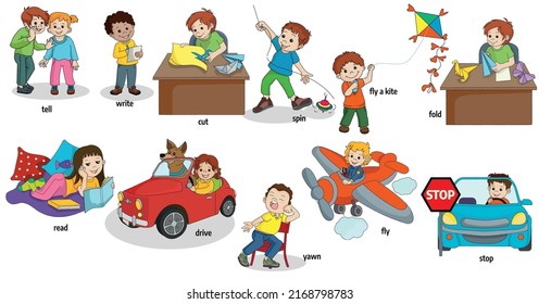 Children Doing Various Actions Vector Illustration Stock Vector ...