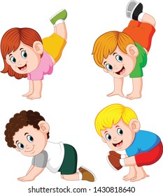 Children Doing Workout Different Posing Stock Vector (Royalty Free ...