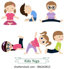 Children doing yoga in different positions