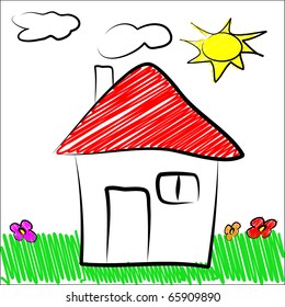 Children draw house