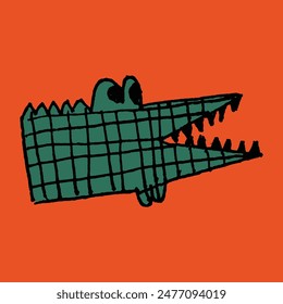 children drawing abstract crocodile illustration