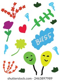 children drawing abstract organic shapes background