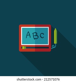 children drawing board flat icon with long shadow
