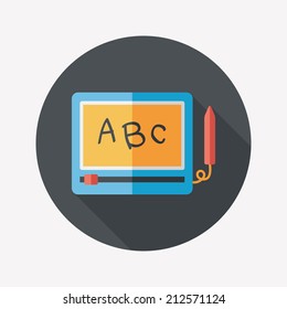 children drawing board flat icon with long shadow