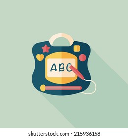 children drawing board flat icon with long shadow