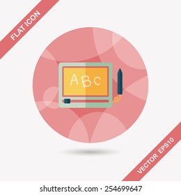 children drawing board flat icon with long shadow