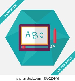children drawing board flat icon with long shadow