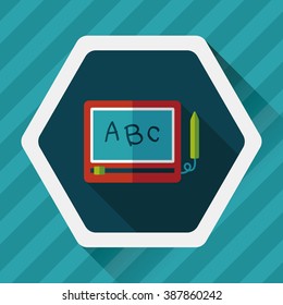 children drawing board flat icon with long shadow