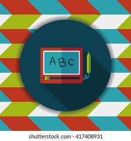 children drawing board flat icon with long shadow
