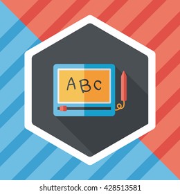 children drawing board flat icon with long shadow