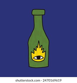 children drawing bottle with eyes illustration