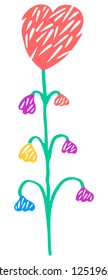 Children drawing created in a colored felt-tip pens technique. Graphic element for design saved as an vector illustration in file format EPS 8