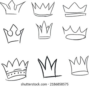 Children Drawing Crown Set Black On Stock Vector (Royalty Free ...