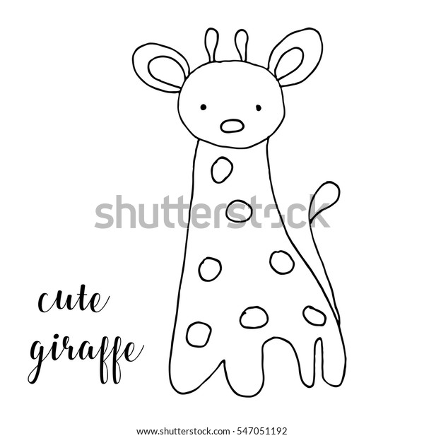 Children Drawing Cute Giraffe Template Painting Stock Vector (Royalty ...