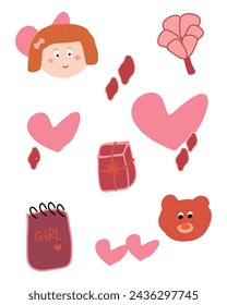 children drawing cute valentines day illustration