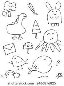 children drawing doodle animal illustrations