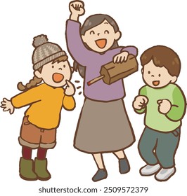 Children drawing fortune slips at a crowd-pulling event.