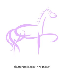 Children drawing fun horse on white background, vector illustration