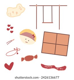 children drawing girl happiness elements