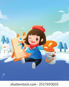 Niños dibujando cartel de aprendizaje feliz