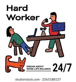 children drawing hard work poster illustration