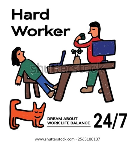 children drawing hard work poster illustration
